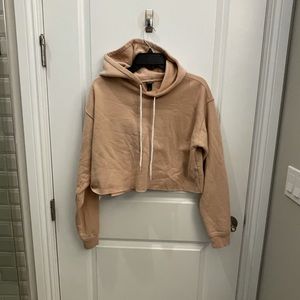 Beige Cropped Hoodie